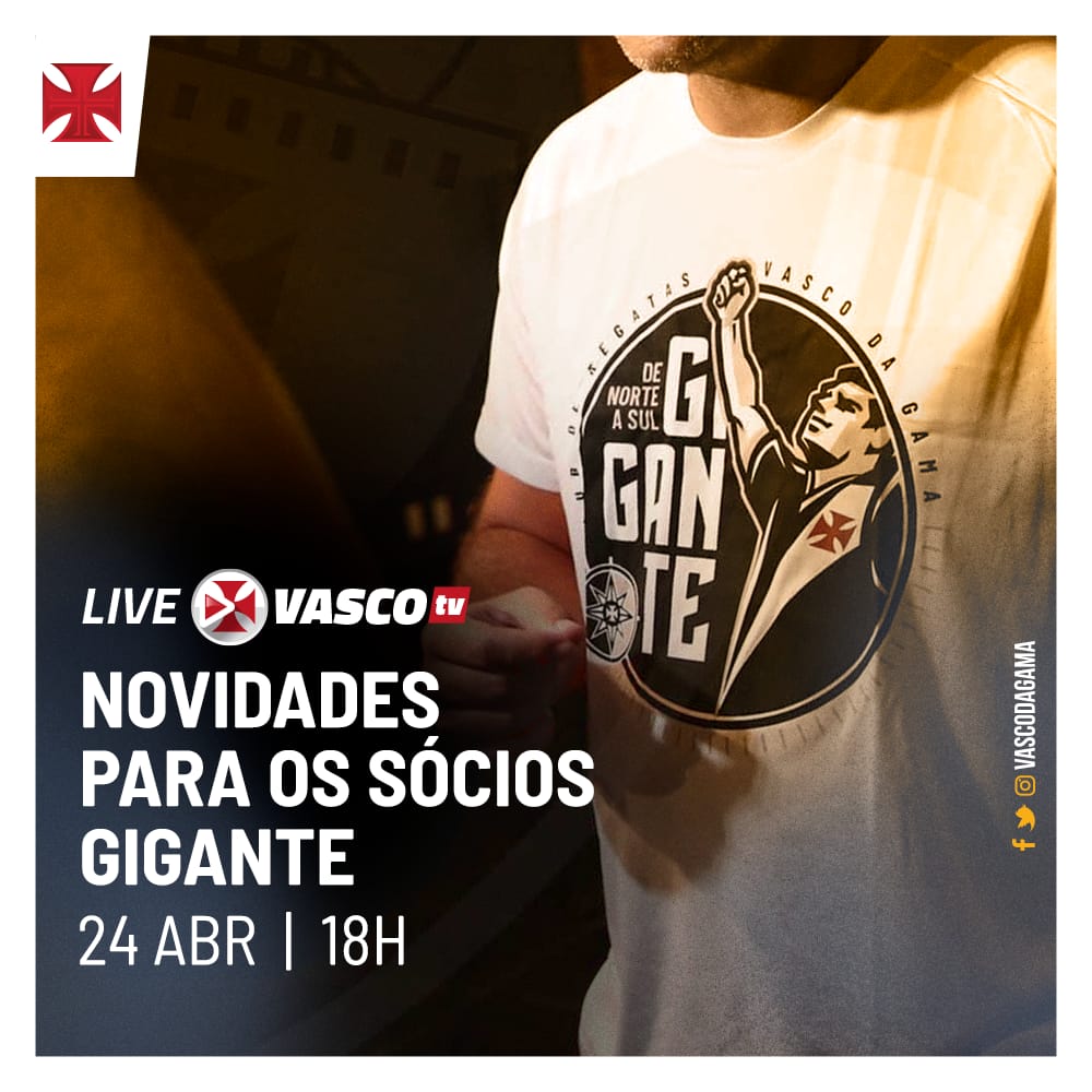 Vasco realizará live para falar sobre novidades para o Sócio Gigante