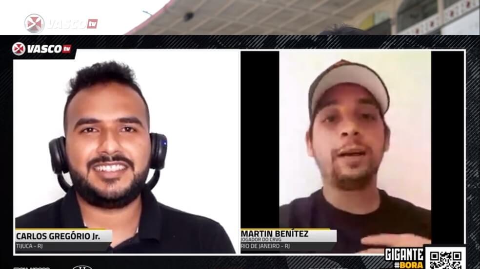 Martín Benítez durante live da Vasco TV