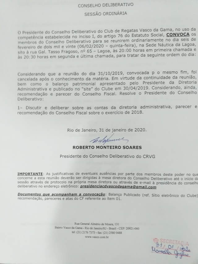 Edital de convocação do Conselho Deliberativo