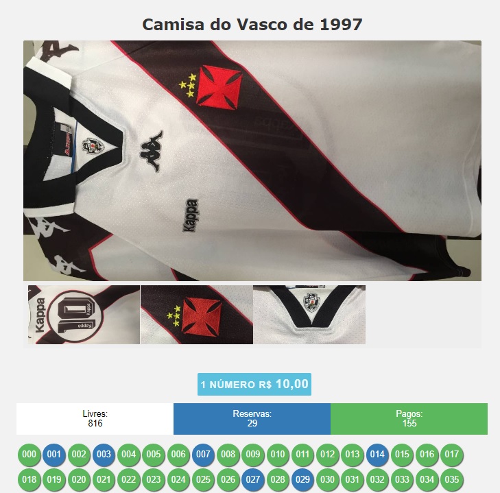 Vascaíno rifa camisa de 97 do Vasco