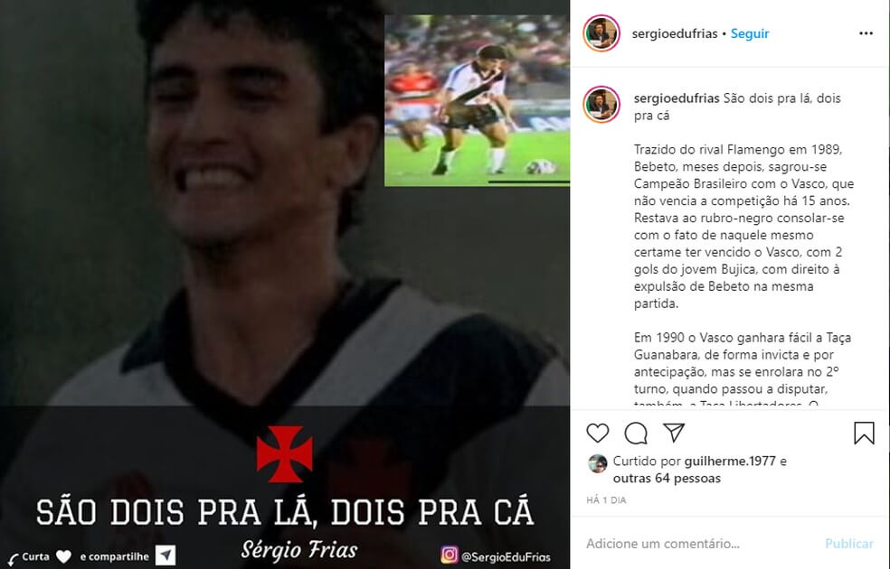 Vitória do Vasco contra o Urubu em 15 de abril de 1990