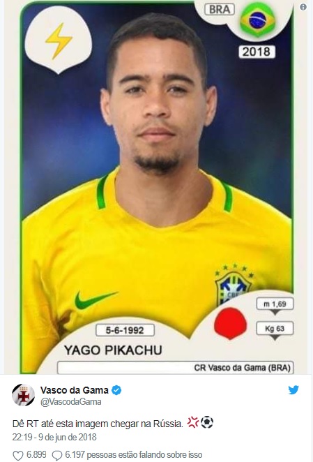 Symptoms Terminology salute Vasco brinca em rede social pedindo Yago Pikachu na Seleção - Vasco  Notícias - Notícias do Vasco da Gama