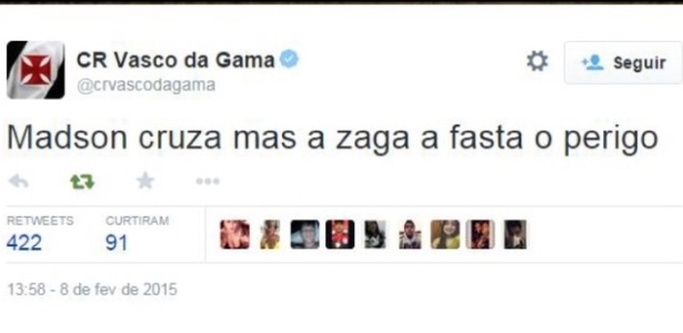 Twitter do Vasco virou piada na internet