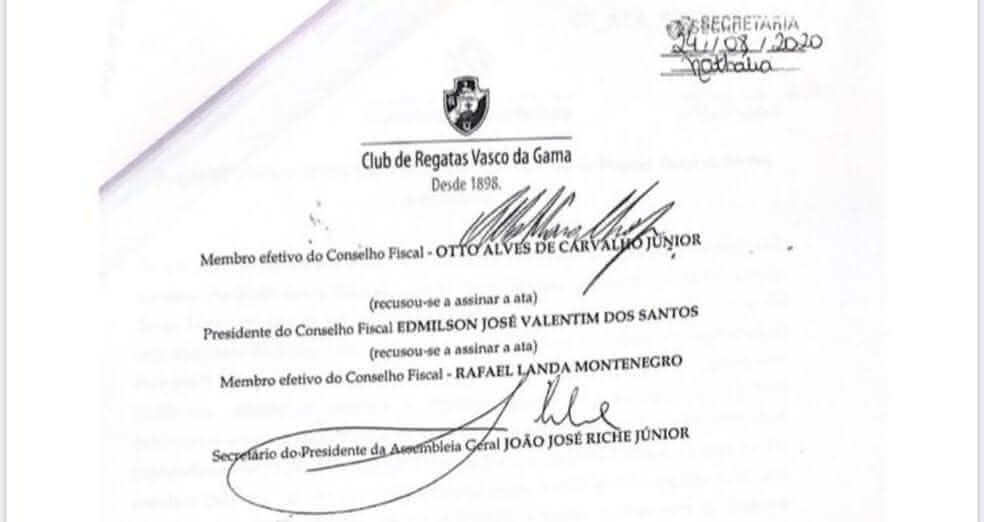 Ata assinada por Mussa e Otto de Carvalho
