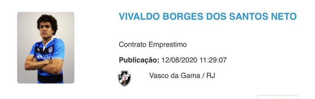 Neto Borges é regularizado pelo Vasco