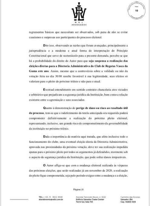 Pedido de suspensão das eleições diretas do Vasco
