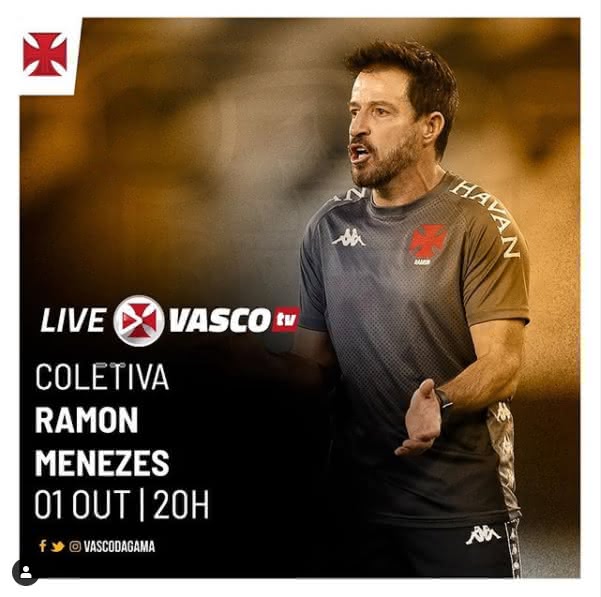 Ramon participará de uma live na Vasco TV