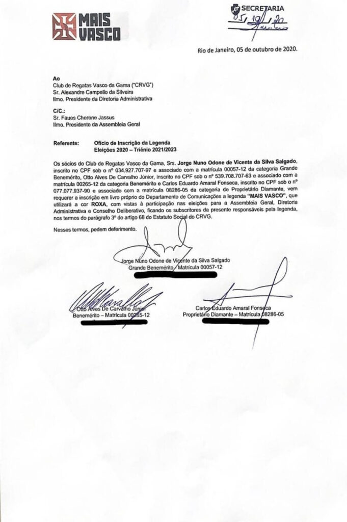 Pedido de registro de candidatura de Jorge Salgado 