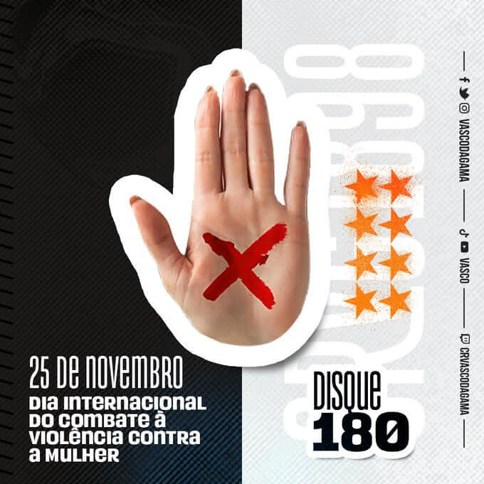 Vasco destaca o Dia Internacional do Combate à Violência contra a Mulher