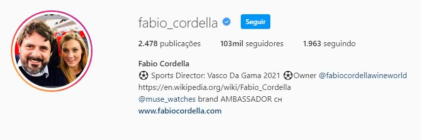 Fabio Cordella já se identifica como dirigente do Vasco