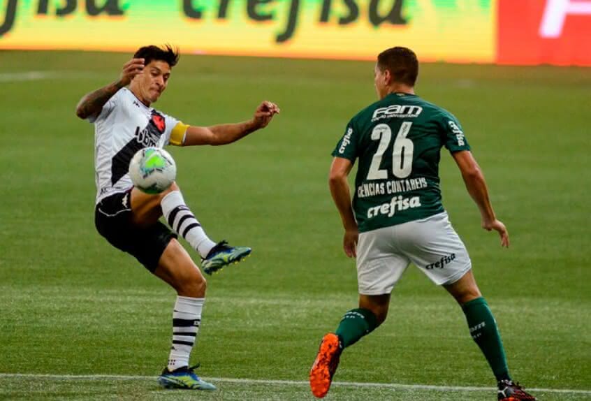 Germán Cano durante o jogo contra o Palmeiras