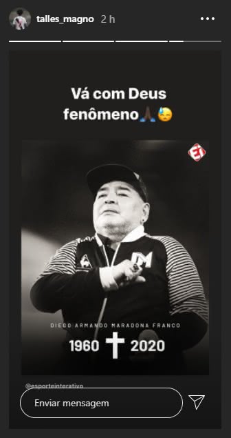 Talles Magno lamenta a morte de Maradona