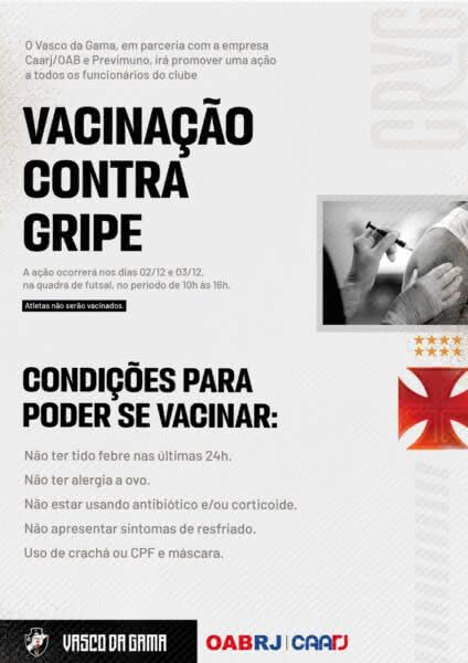 Campanha de vacinação para os funcionários do Vasco