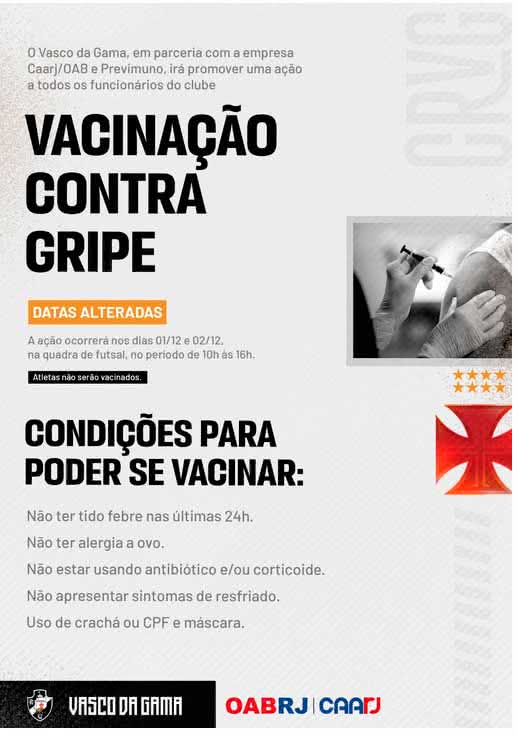 Vasco antecipa vacinação contra a gripe