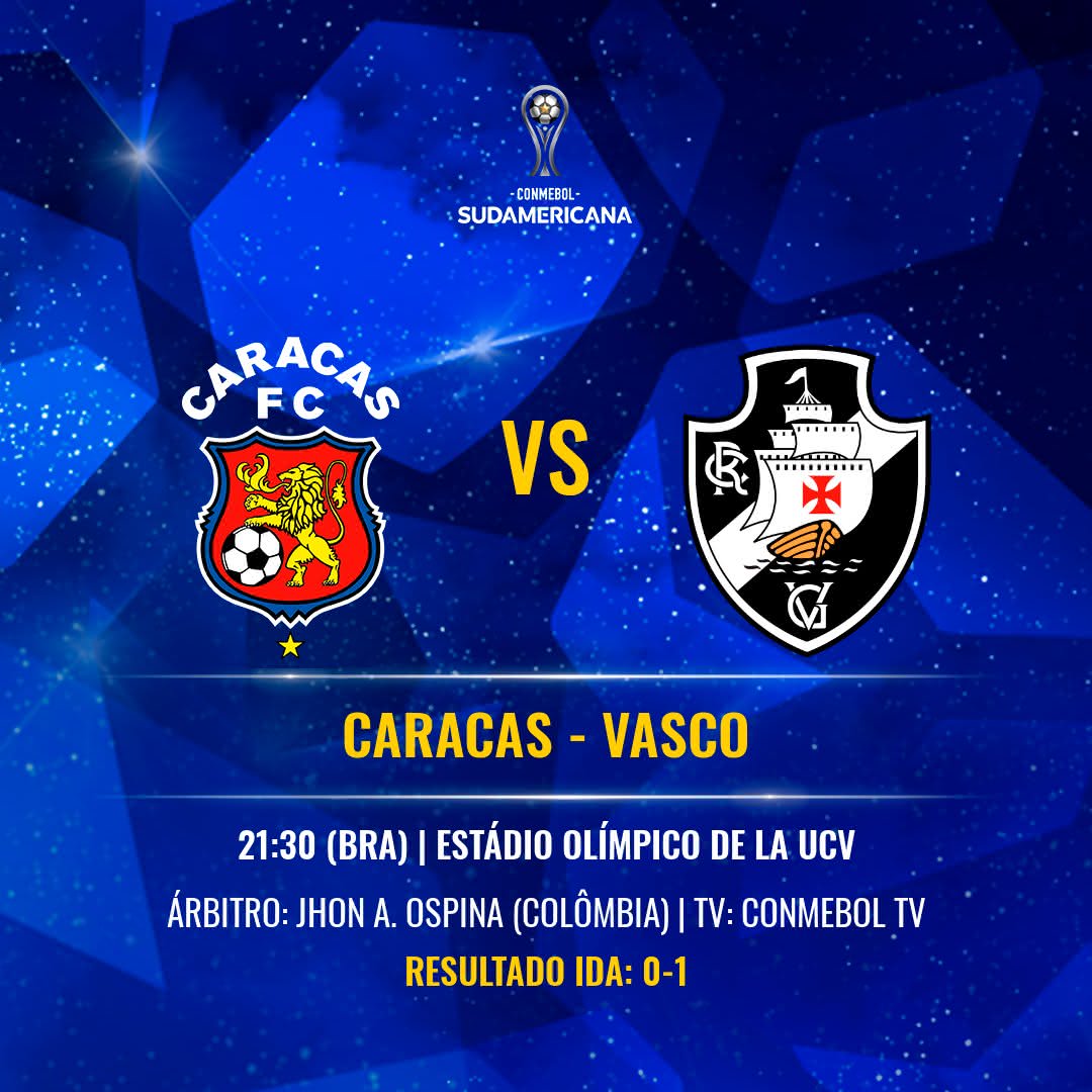 Caracas e Vasco se enfrentam nesta quarta-feira