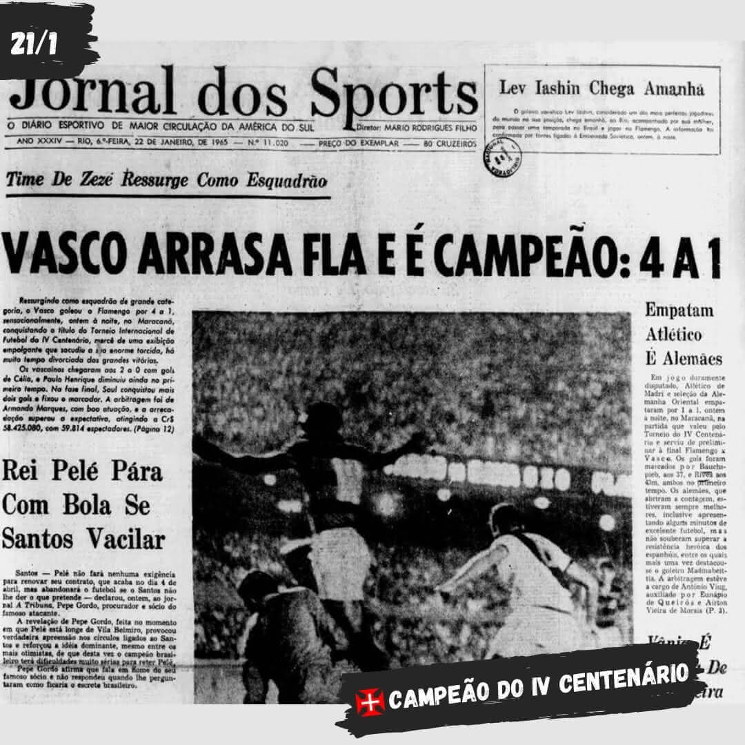 Jornal da época retratava goleada do Vasco em cima do Flamengo