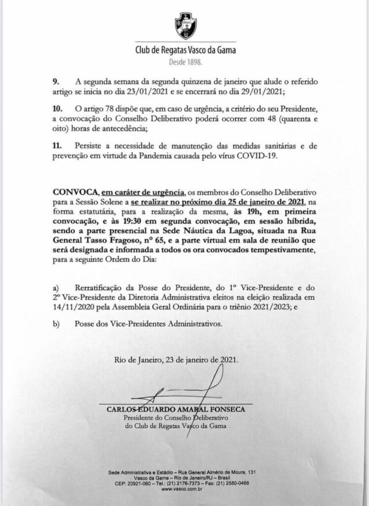  Edital de convocação para a rerratificação da posse de Jorge Salgado