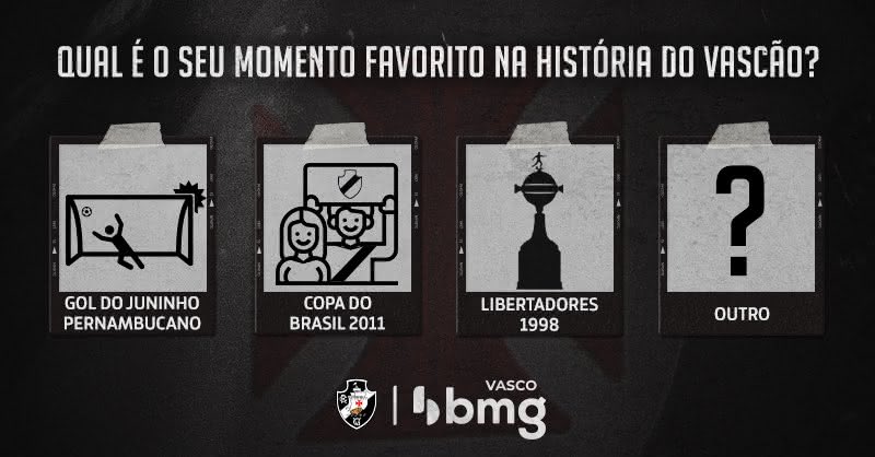 Vasco BMG questiona ao torcedor sobre momento favorito na história do Clube