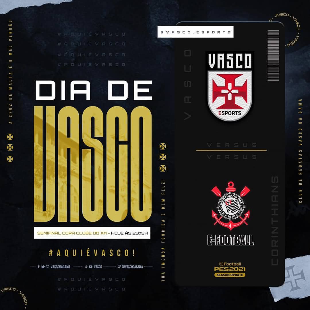 Flyer oficial de Vasco x Corinthians pela Copa Clube do X11
