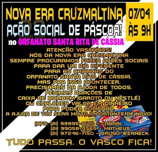 Ação social da torcida Nova Era Cruzmaltina