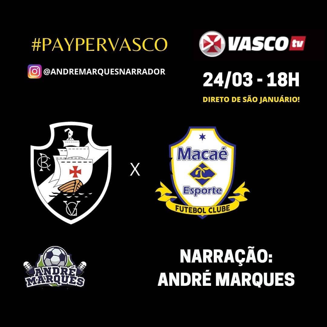 André Marques narrará o jogo entre Vasco e Macaé