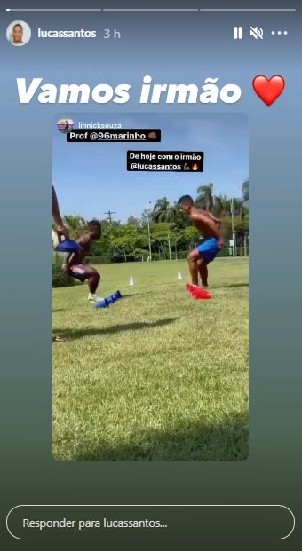 Lucas Santos segue rotina de treinos
