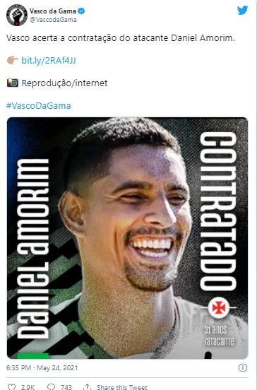Vasco anunciou a contratação de Daniel Amorim