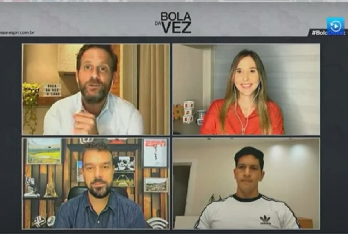 Germán Cano sendo entrevistado no programa Bola da Vez, da ESPN Brasil