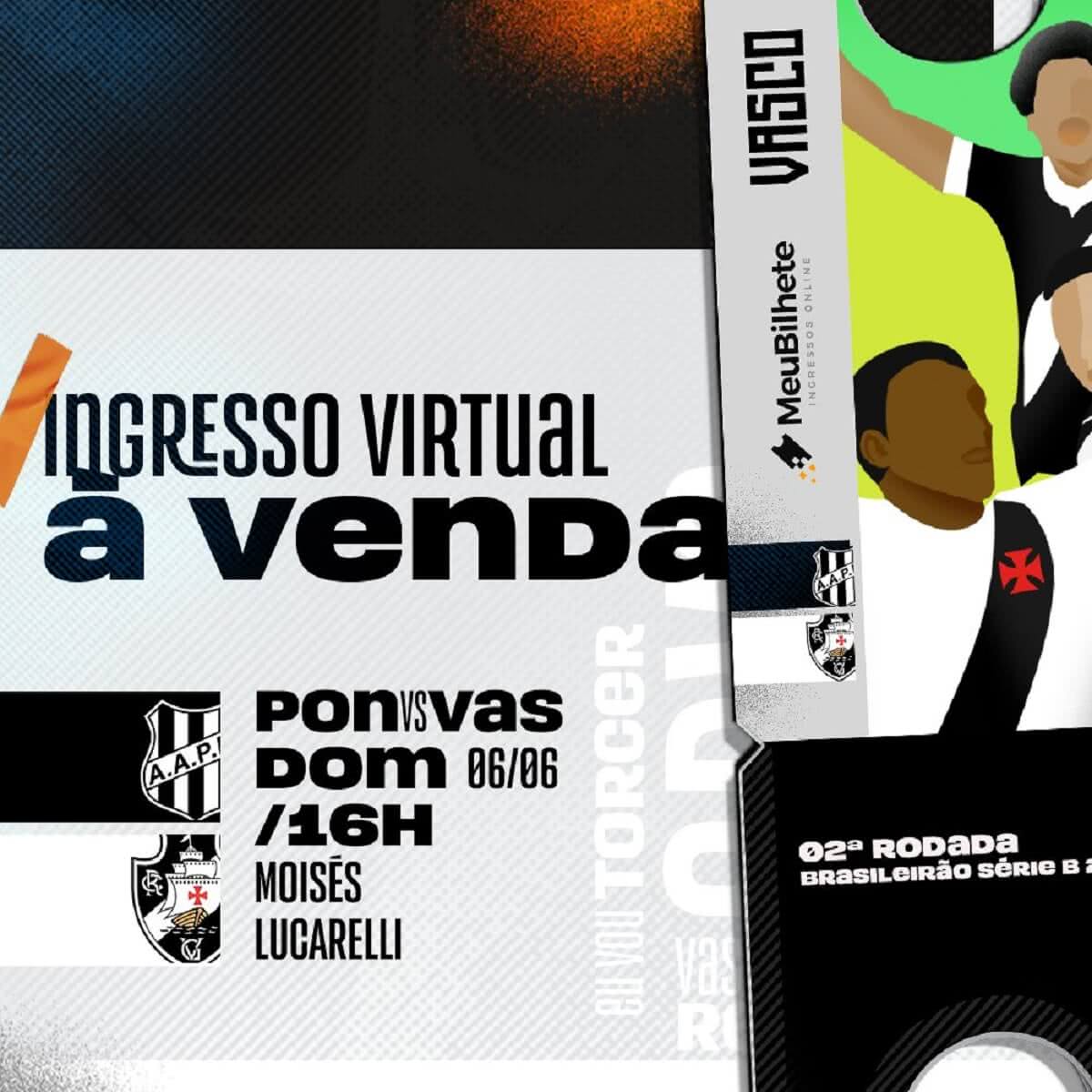 Vasco coloca à venda ingressos virtuais para o jogo contra a Ponte Preta