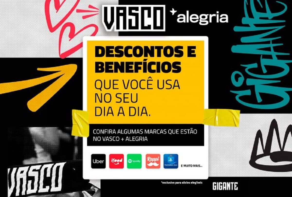 Flyer de divulgação da plataforma Vasco +Alegria