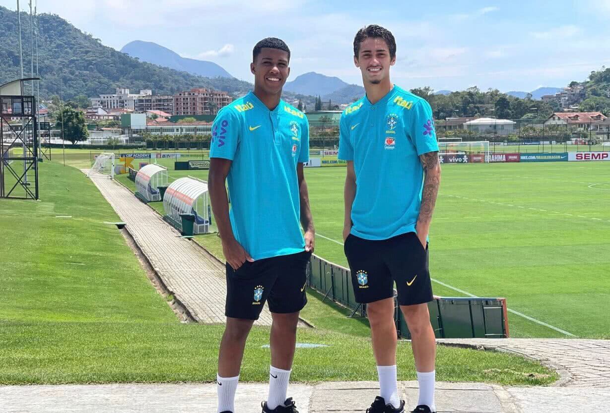 Andrey Santos e Marlon Gomes na Granja Comary com a Seleção Brasileira Sub-18