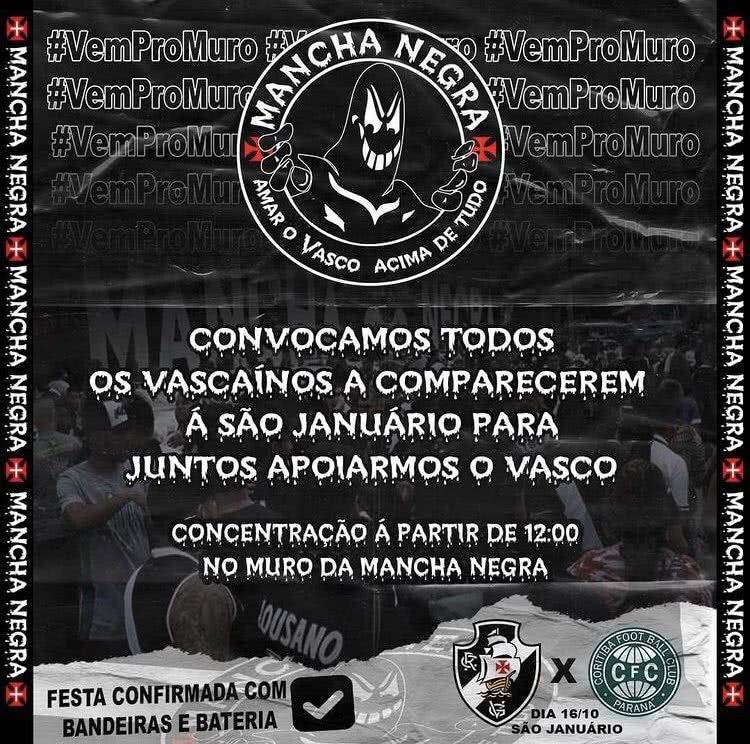 Mancha Negra convoca vascaínos para recepção ao Vasco