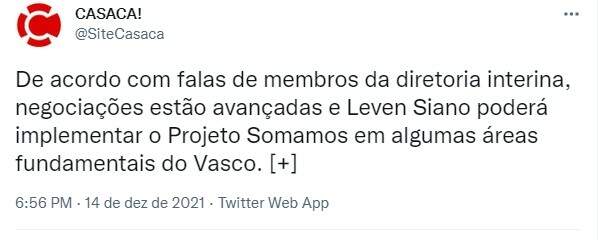 Publicação do grupo Casaca!