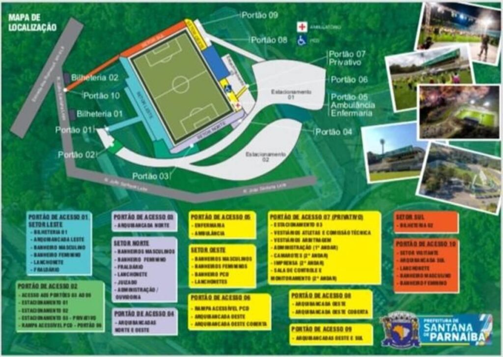 Mapa do estádio da partida entre Vasco e SKA Brasil, pela 3ª rodada da Copinha 2022