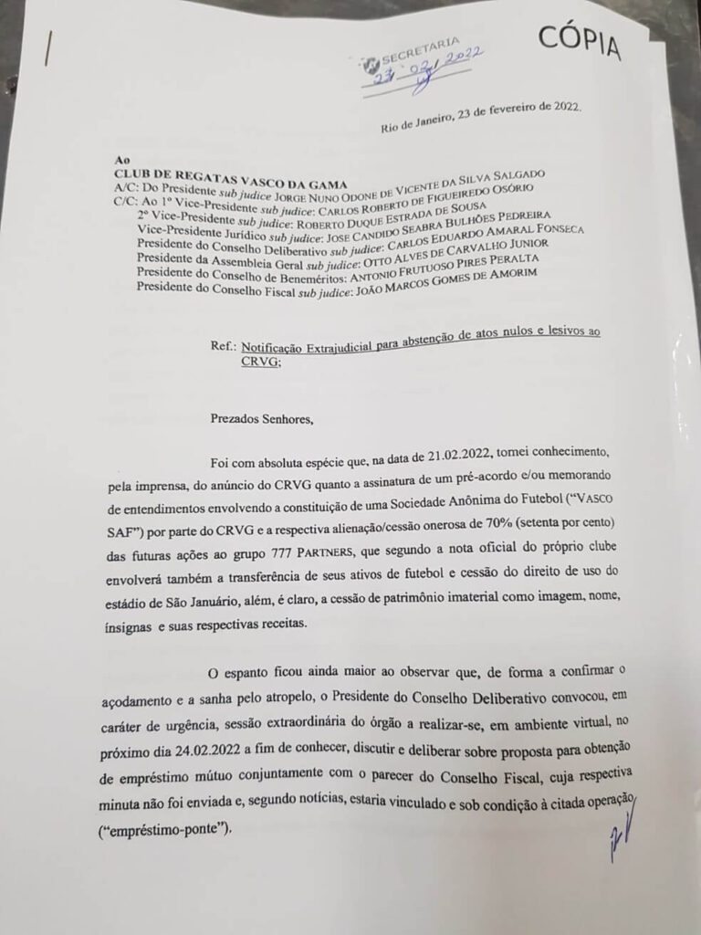 Monteiro ameaça ir à Justiça contra acordo com a 777 Partners