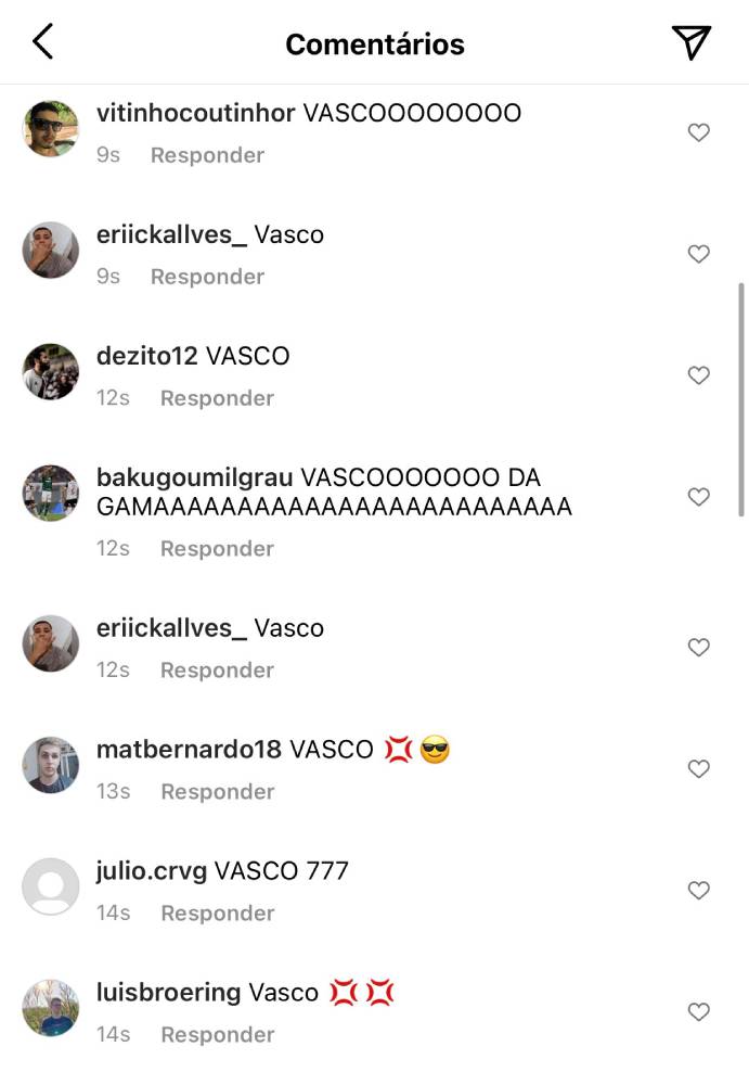 Vascaínos invadem Instagram de Jorge Beruff