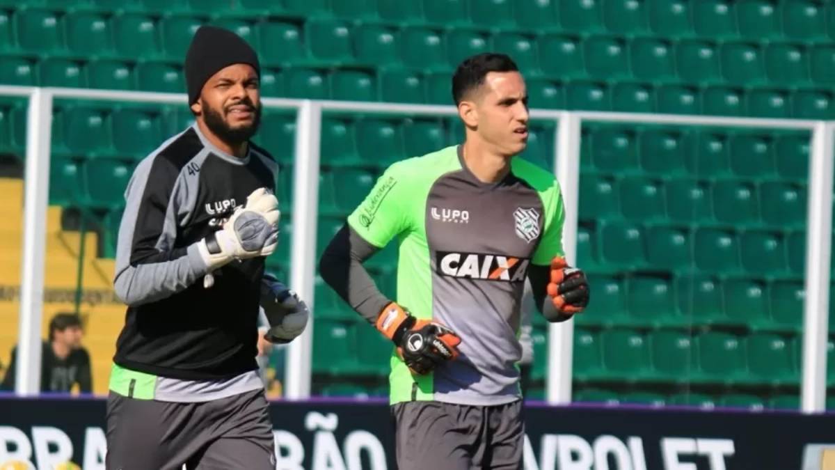 Thiago Rodrigues e Gatito quando jogavam no Figueirense