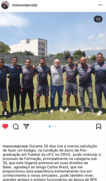 Maurício Assumpção em estágio na base do Vasco