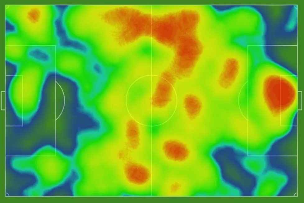 Mapa de calor do Vasco contra o CRB