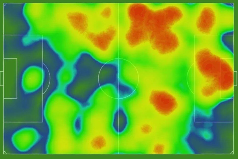 Mapa de calor do Vasco contra a Chapecoense