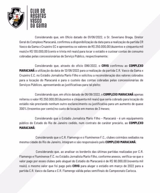 Mais um trecho da nota do Vasco