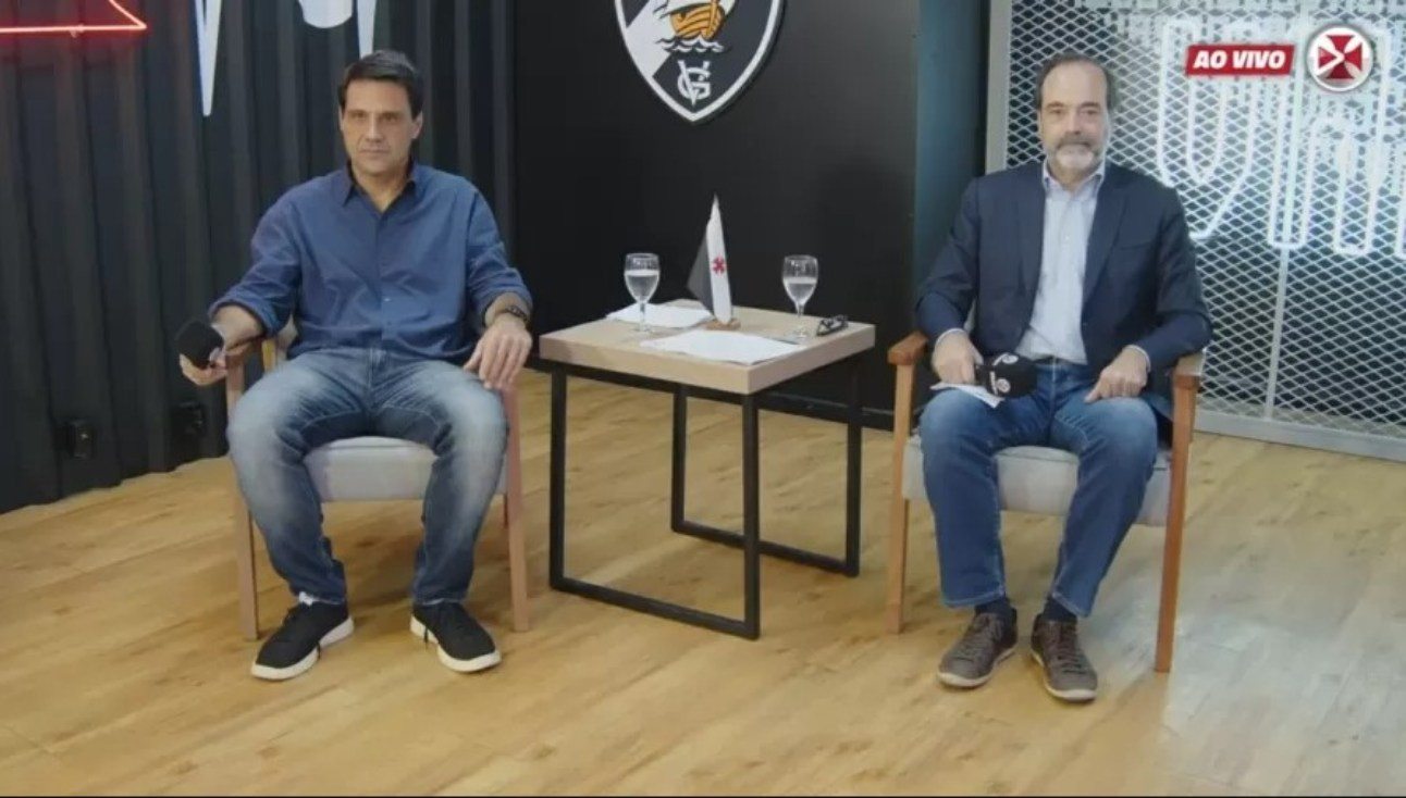 Duque Estrada e Osório no estúdio da Vasco TV