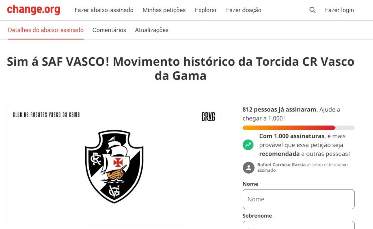 Abaixo-assinado a favor da SAF no Vasco