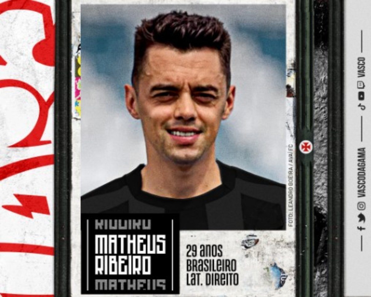 Vasco anuncia a contratação de Matheus Ribeiro