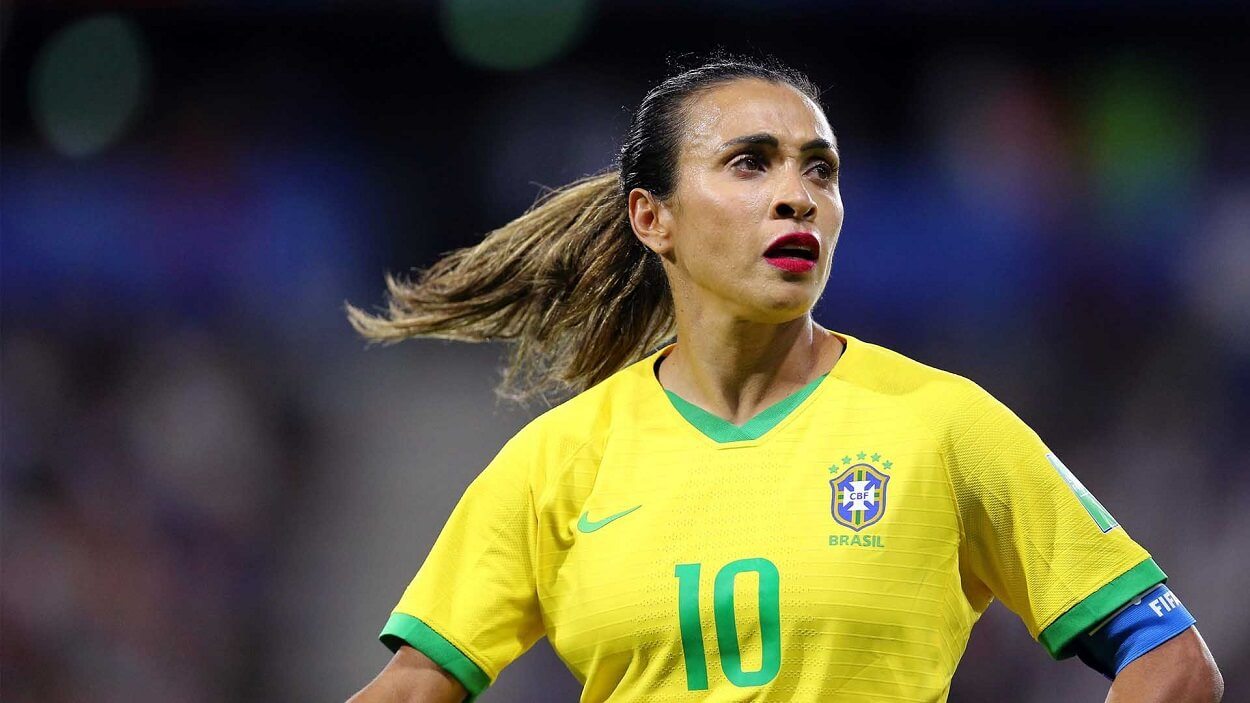 Marta em ação pela Seleção Brasileira na Copa do Mundo Feminina 2019