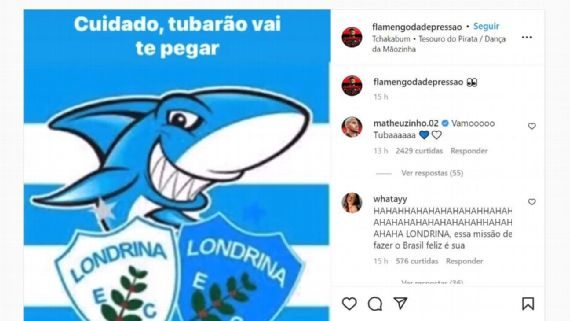 Matheuzinho comenta em post provocando o Vasco