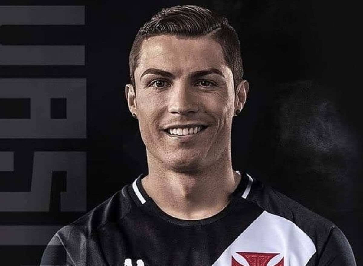 Montagem de Cristiano Ronaldo com a camisa do Vasco