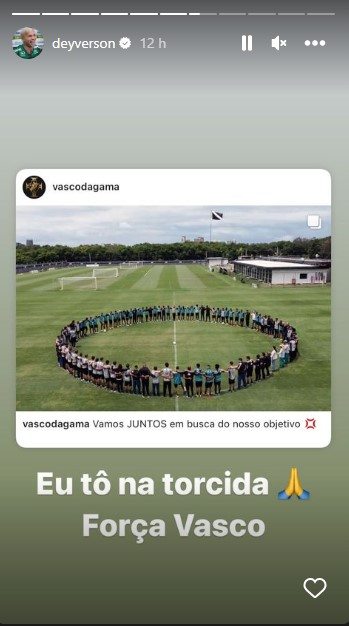 Deyverson manifesta torcida pelo acesso do Vasco