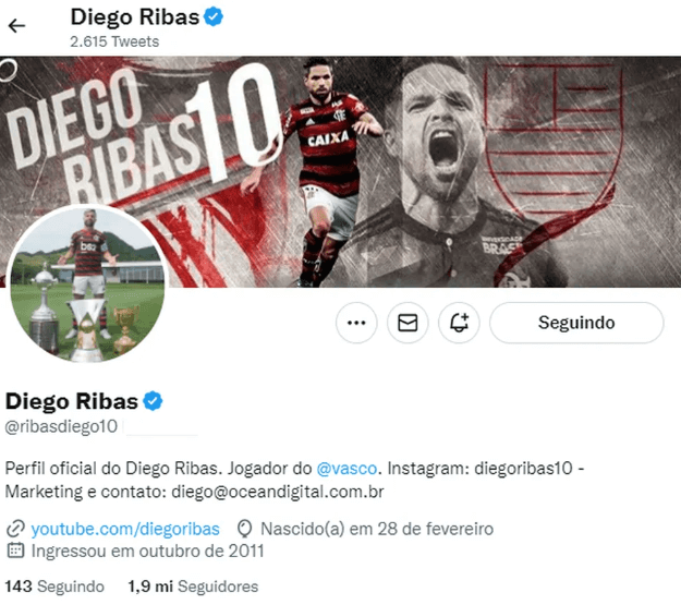 Diego Ribas também foi hackeado no Twitter