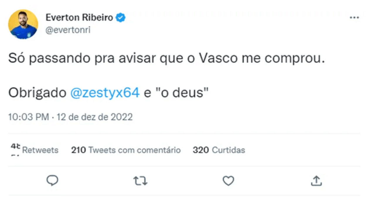 Everton Ribeiro foi hackeado no Twitter